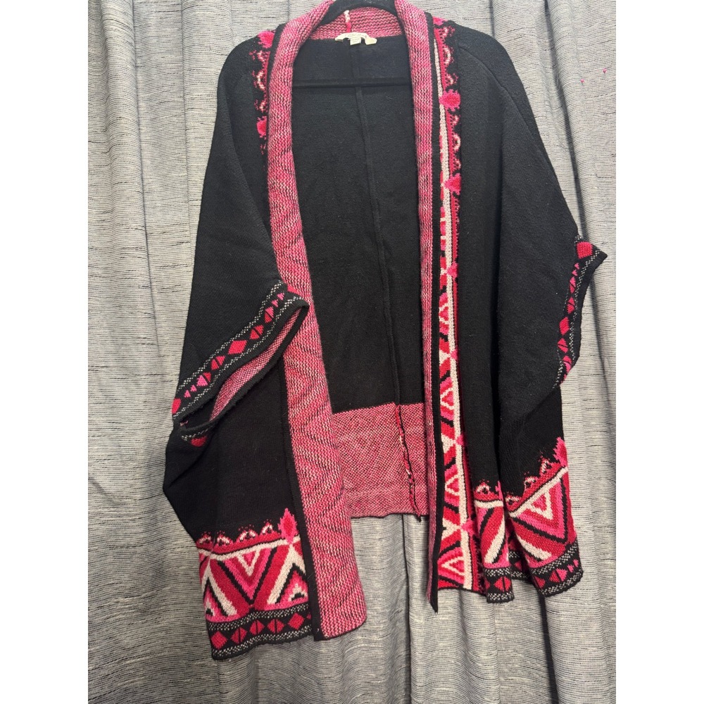 The Pioneer Woman Poncho Aztec‎ Print Cardigan Sweater Shawl Pink Black Size XXL